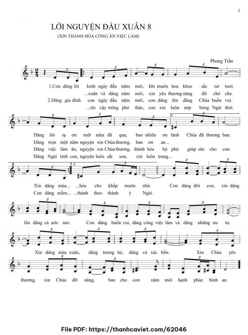 Lời nguyện đầu xuân 8 - Lm. Phong Trần - trang 1