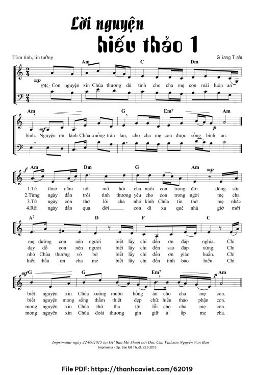 Lời nguyện hiếu thảo 1 - Lm. Giang Tâm - trang 1