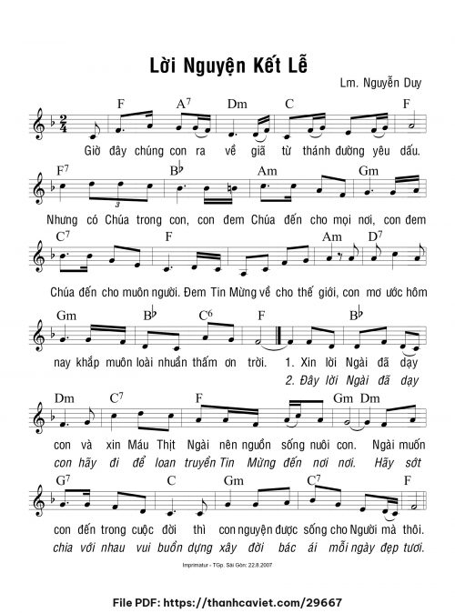 Lời nguyện kết lễ - Lm. Nguyễn Duy - trang 1