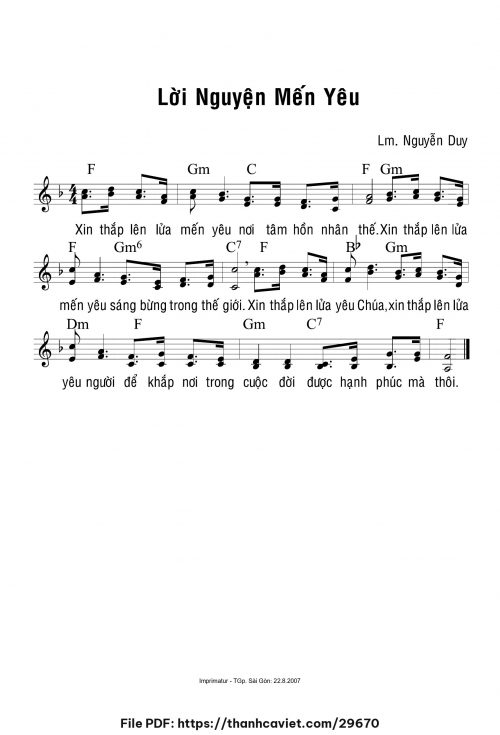 Lời nguyện mến yêu - Lm. Nguyễn Duy - trang 1