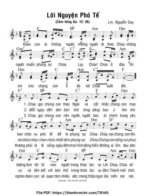 Lời nguyện Phó tế - Lm. Nguyễn Duy - trang 1