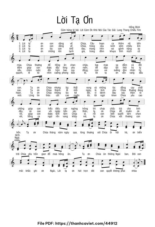 Lời tạ ơn - Hồng Bính - trang 1