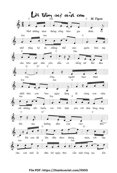 Lời tâm sự của con - Sr. M. Tigon - trang 1