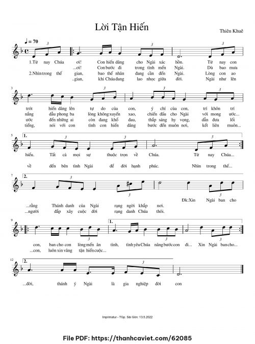 Lời tận hiến - Thiên Khuê - trang 1