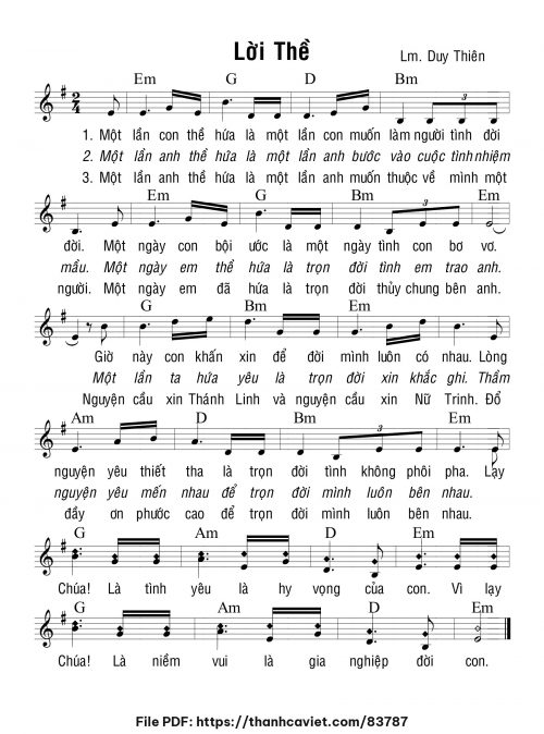 Lời thề - Lm. Duy Thiên - trang 1