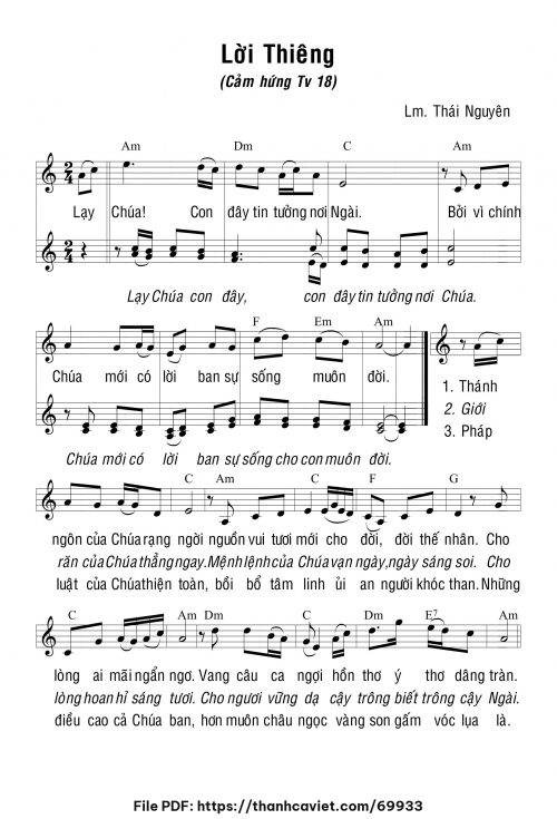 Lời thiêng - Lm. Thái Nguyên - trang 1