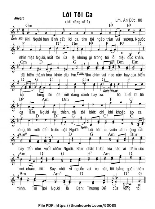 Lời tôi ca - Lm. Ân Đức - trang 1