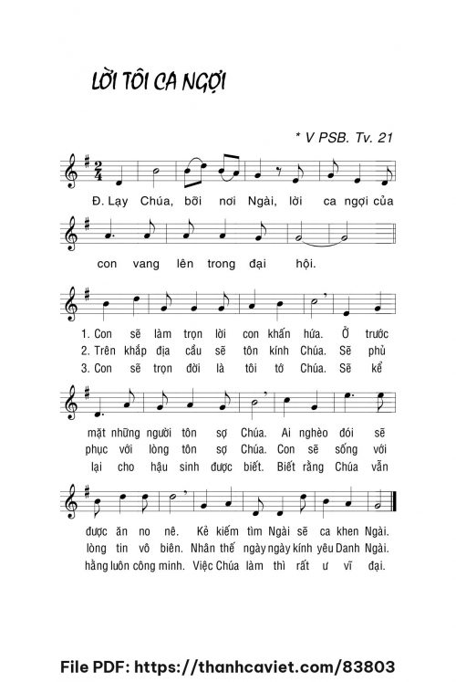 Lời tôi ca ngợi - Lm. La Thập Tự - trang 1
