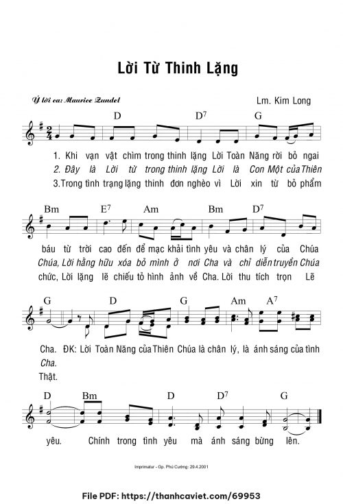Lời từ thinh lặng - Lm. Kim Long - trang 1