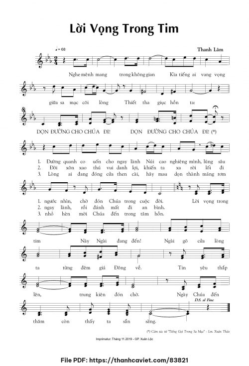 Lời vọng trong tim - Thanh Lâm (Song Mộc) - trang 1