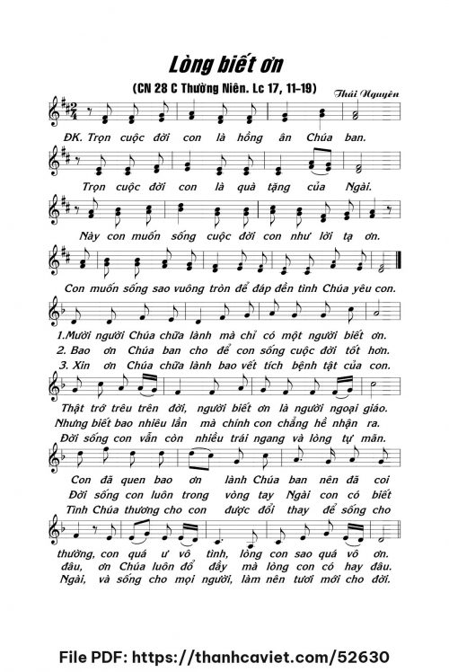 Lòng biết ơn - Lm. Thái Nguyên - trang 1