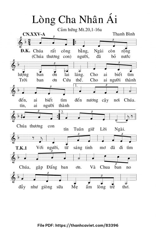 Lòng Cha nhân ái - Lm. Thanh Bình - trang 1