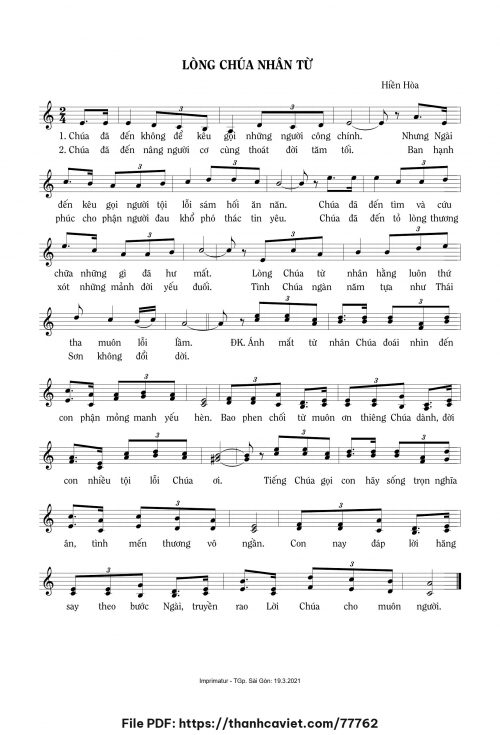 Lòng Chúa nhân từ - Sr. Hiền Hòa - trang 1