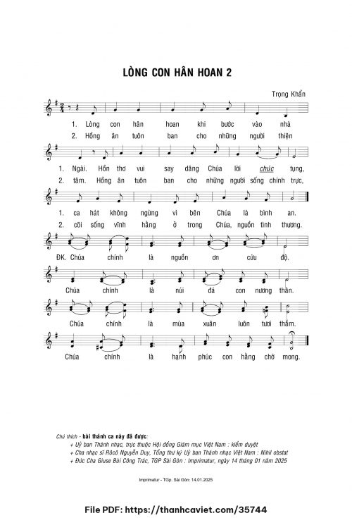 Lòng con hân hoan 2 - Lm. Trọng Khẩn - trang 1