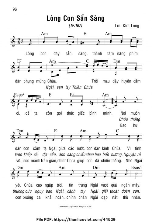 Lòng con sẵn sàng - Lm. Kim Long - trang 1