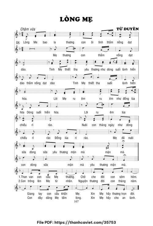 Lòng Mẹ - Lm. Từ Duyên - trang 1