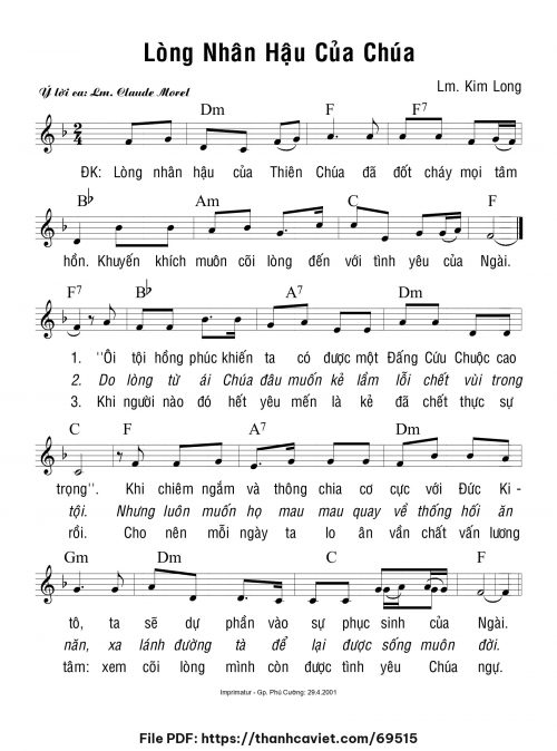 Lòng nhân hậu của Chúa - Lm. Kim Long - trang 1