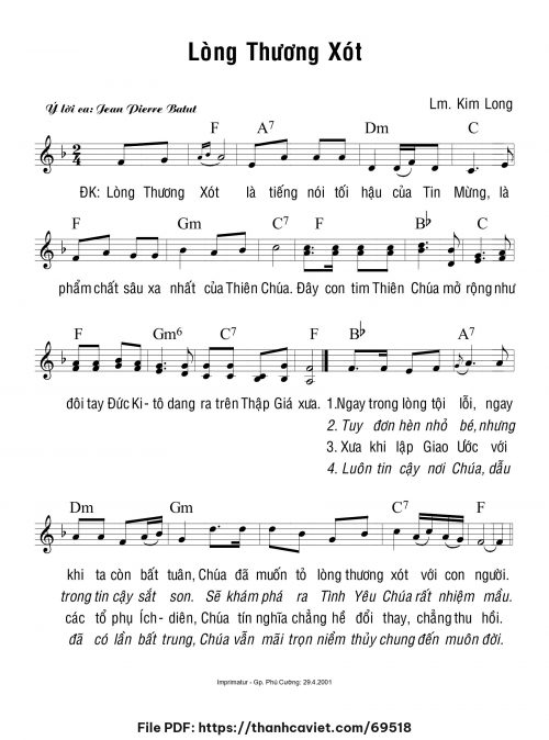 Lòng Thương Xót - Lm. Kim Long - trang 1