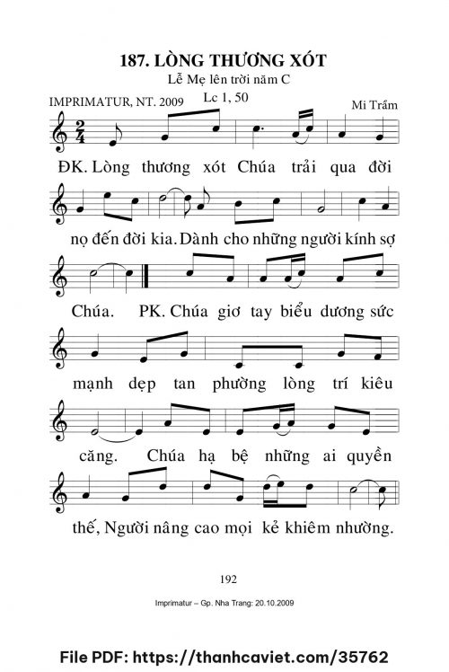 Lòng thương xót [Lễ Đức Mẹ lên trời năm C] – - Lm. Mi Trầm - trang 1