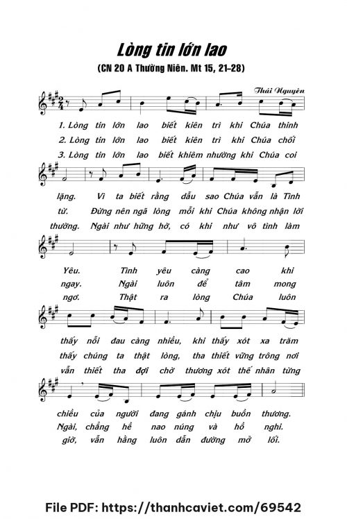 Lòng tin lớn lao - Lm. Thái Nguyên - trang 1