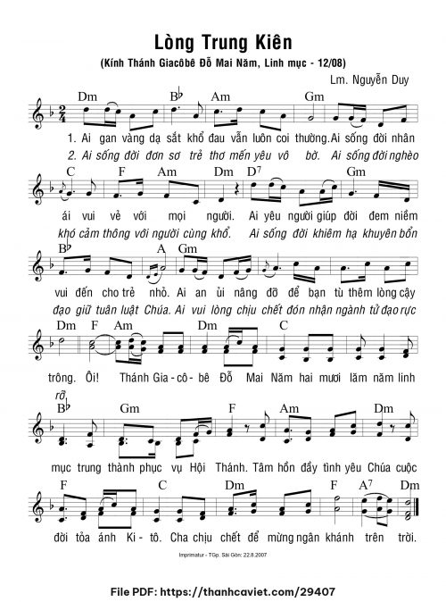 Lòng trung kiên - Lm. Nguyễn Duy - trang 1