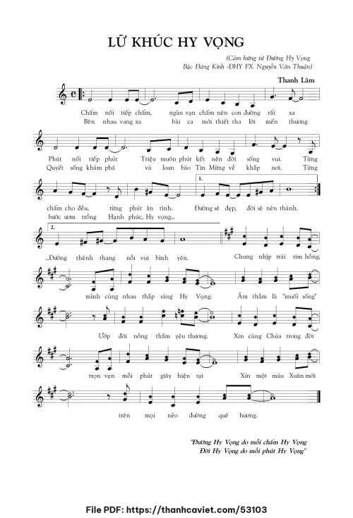 Lữ khúc hy vọng - Thanh Lâm (Song Mộc) - trang 1