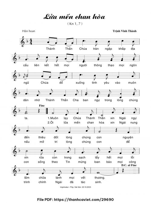 Lửa mến chan hòa - Trịnh Vĩnh Thành - trang 1