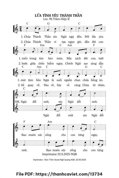 Lửa tình yêu Thánh Thần - Lm. Mi Trầm - trang 1