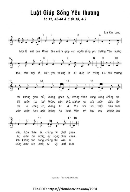 Luật giúp sống yêu thương - Lm. Kim Long - trang 1