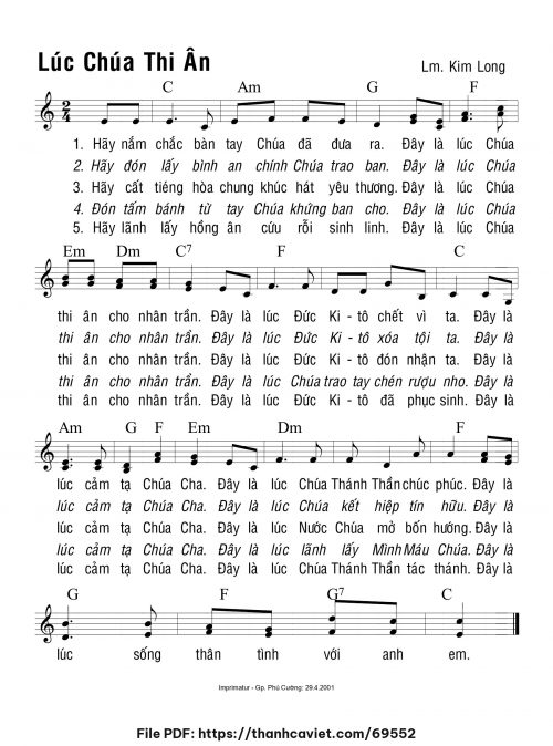 Lúc Chúa thi ân - Lm. Kim Long - trang 1