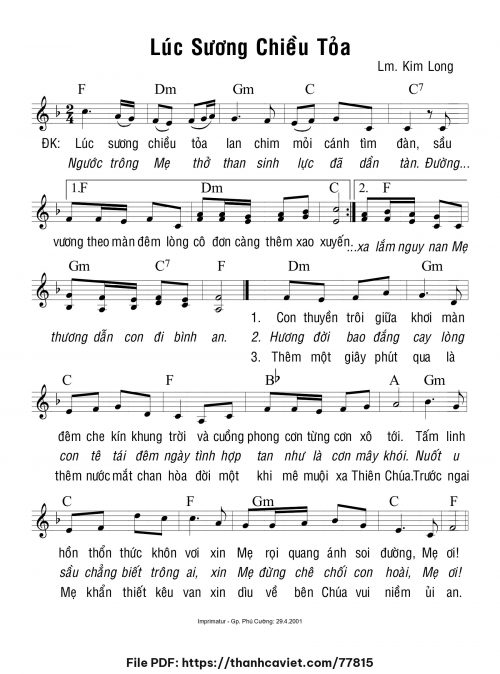 Lúc sương chiều tỏa - Lm. Kim Long - trang 1