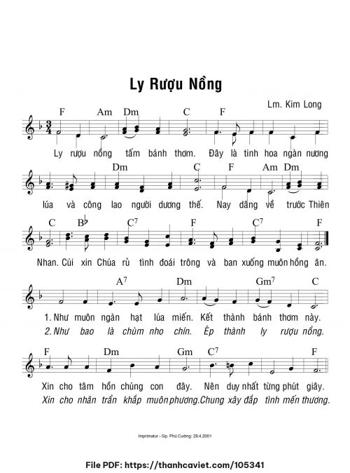 Ly rượu nồng - Lm. Kim Long - trang 1