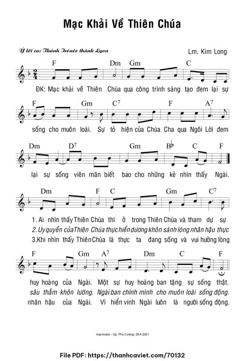 Mạc khải về Thiên Chúa - Lm. Kim Long - trang 1