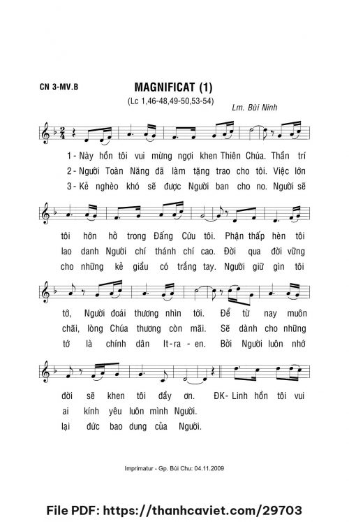 Magnificat 1 – - Lm. Bùi Ninh - trang 1