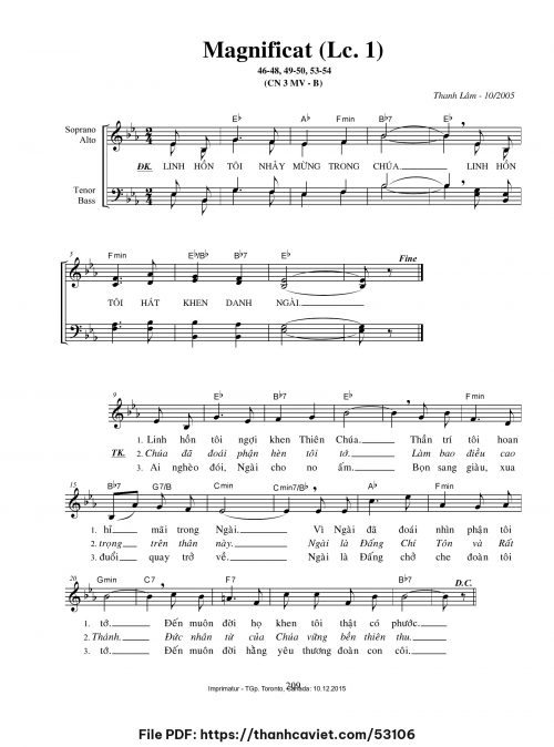 Magnificat Lc. 1 [CN3 MVB] - Thanh Lâm (Giuse) - trang 1