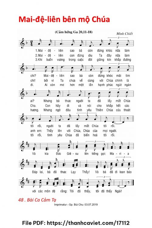 Mai Đệ Liên bên mộ Chúa - Lm. Minh Chiết - trang 1
