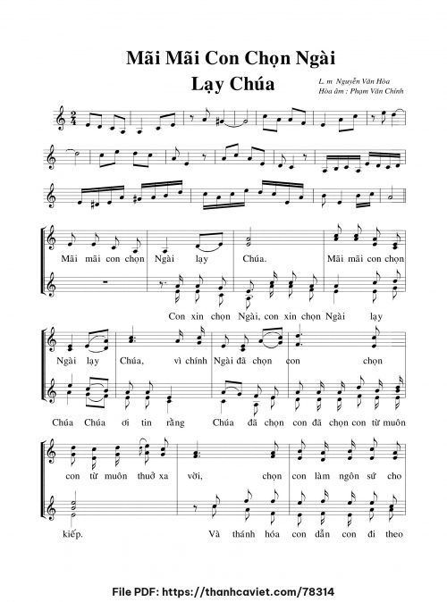 Mãi mãi con chọn Ngài lạy Chúa - Gm. Nguyễn Văn Hòa - Hòa âm: Phạm Văn Chính - trang 1