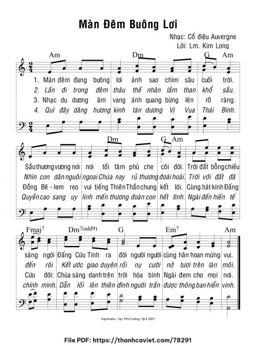Màn đêm buông lơi - Lm. Kim Long (Nhạc Ngoại, lời Việt) - trang 1