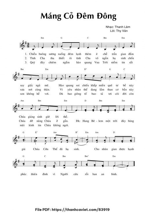 Máng Cỏ Đêm Đông - Thanh Lâm (Song Mộc) - Thy Vân - trang 1