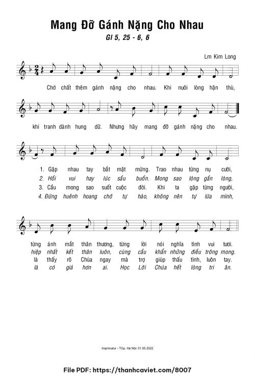 Mang đỡ gánh nặng cho nhau - Lm. Kim Long - trang 1