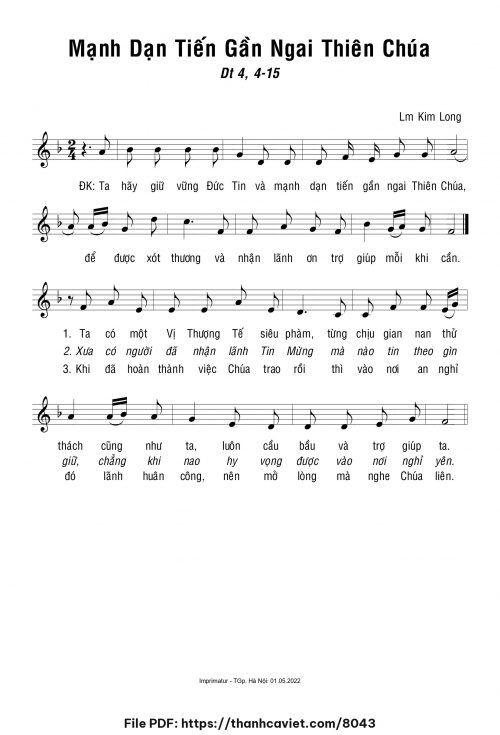 Mạnh dạn tiến gần ngai Thiên Chúa - Lm. Kim Long - trang 1