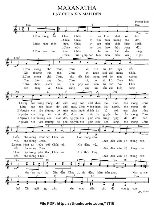Maranatha – Lạy Chúa xin mau đến - Lm. Phong Trần - trang 1