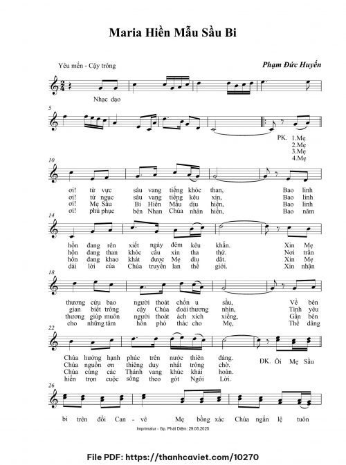 Maria Hiền Mẫu Sầu Bi - Phạm Đức Huyến - trang 1