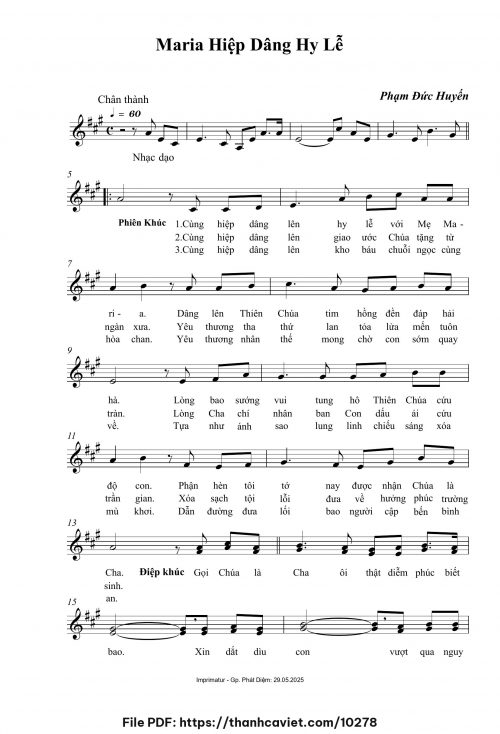 Maria hiệp dâng hy lễ - Phạm Đức Huyến - trang 1