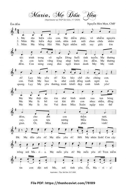 Maria, Mẹ dấu yêu - Lm. Nguyễn Hèn Mọn, CMF - trang 1