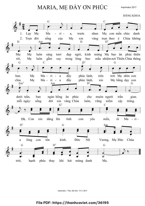 Maria, Mẹ đầy ơn phúc - Đăng Khoa - trang 1