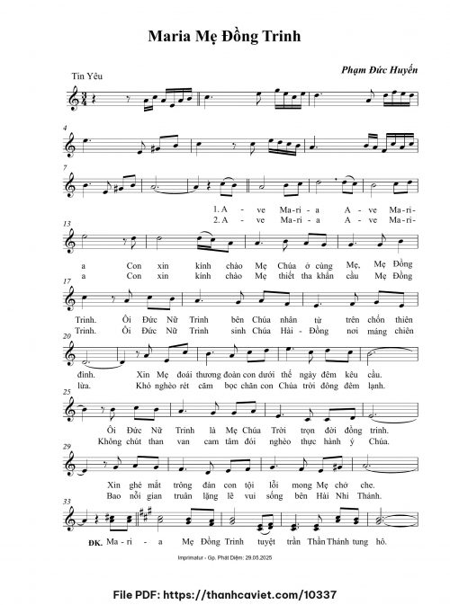 Maria Mẹ Đồng Trinh - Phạm Đức Huyến - trang 1