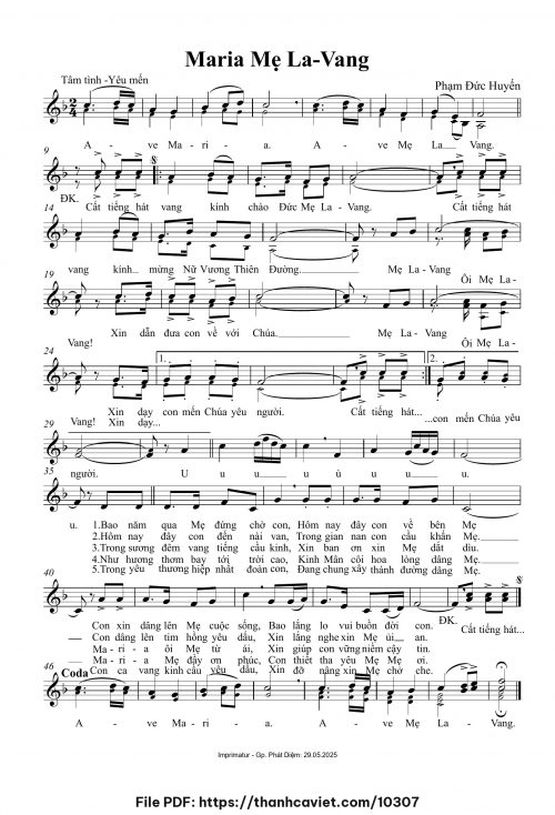 Maria Mẹ La Vang - Phạm Đức Huyến - trang 1