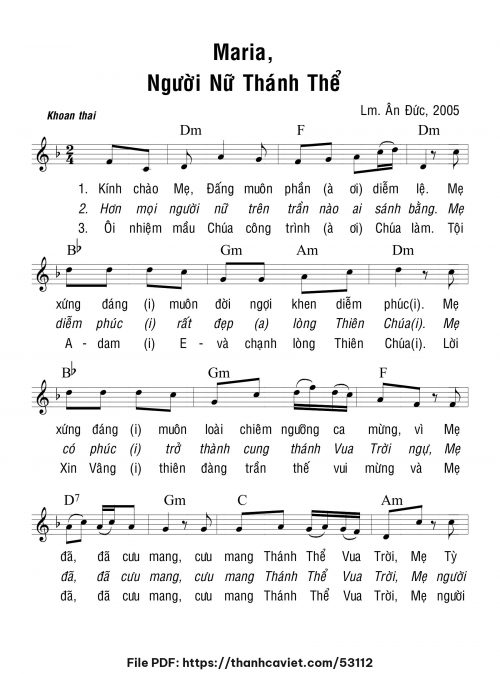 Maria, Người Nữ Thánh Thể - Lm. Ân Đức - trang 1