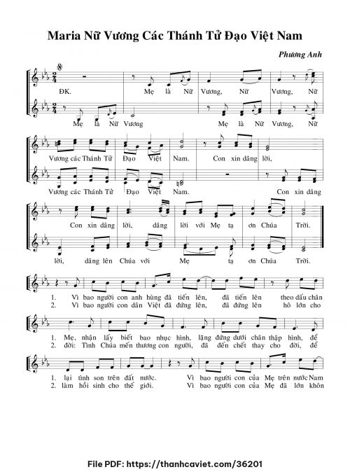 Maria Nữ Vương Các Thánh Tử Đạo Việt Nam - Lm. Phương Anh - trang 1
